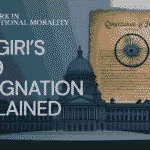 Archival-style featured image depicting V.V. Giri’s resignation with Indian political elements and constitutional symbolism.