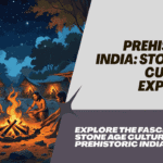 "Academic blog banner for 'Prehistoric India: Understanding the Stone Age Cultures for UPSC & JKAS' featuring cave art and ancient tools on a dark scholarly background."
