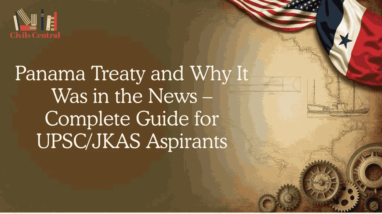 Illustrated header image depicting the Panama Canal and diplomatic symbols, styled with historical textures, for a blog post on the Panama Treaty.