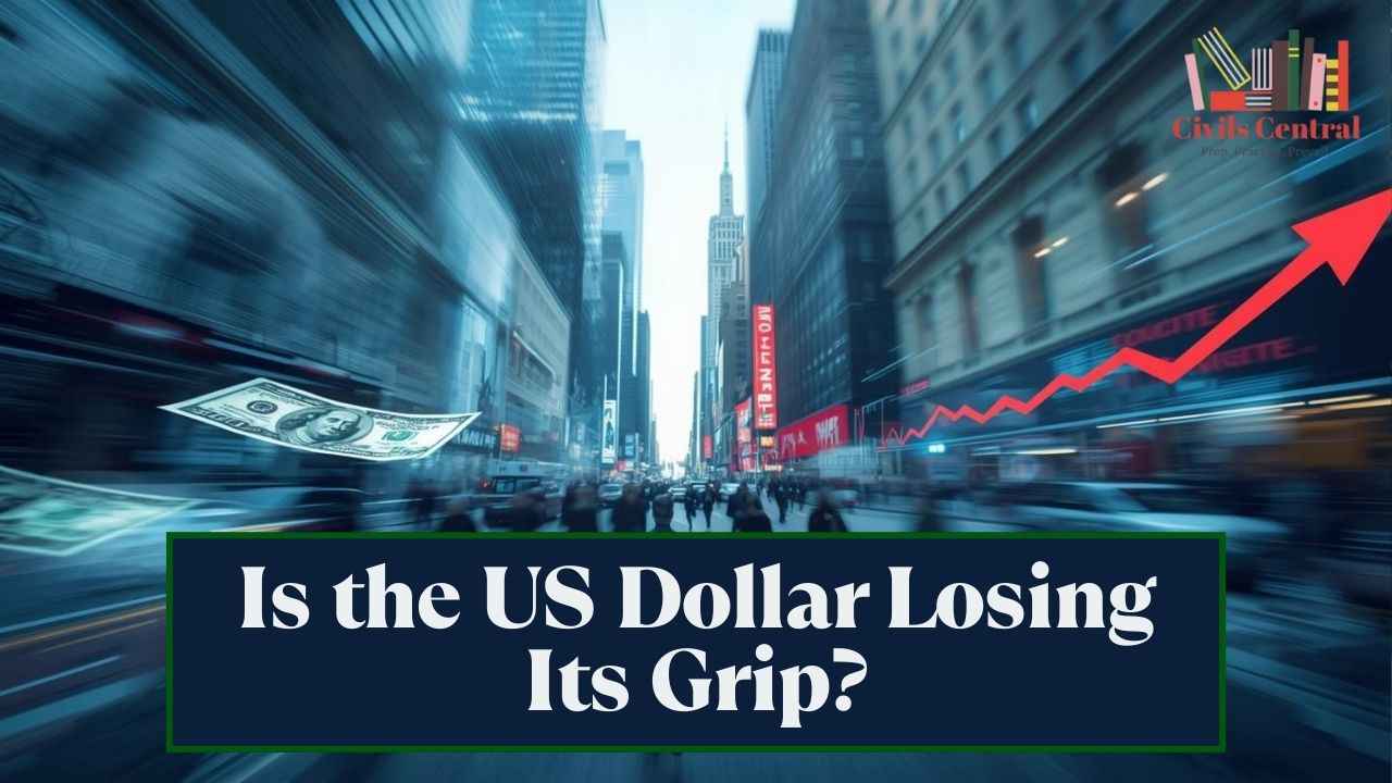 US dollar symbol and financial charts with bold text reading “Is the US Dollar Losing Its Grip?