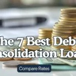 The 7 Best Debt Consolidation Loans for 2026: Compare Rates and Terms” with finance-themed visuals representing loans, money, and financial comparison.