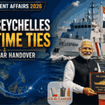 Prime Minister Narendra Modi handing over a Made-in-India patrol vessel to Seychelles symbolising India's maritime diplomacy and SAGAR vision.