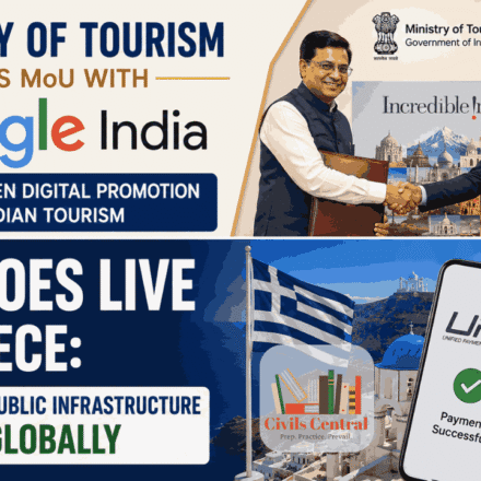 Ministry of Tourism signs MoU with Google India and UPI launches in Greece for digital tourism and international digital payments.