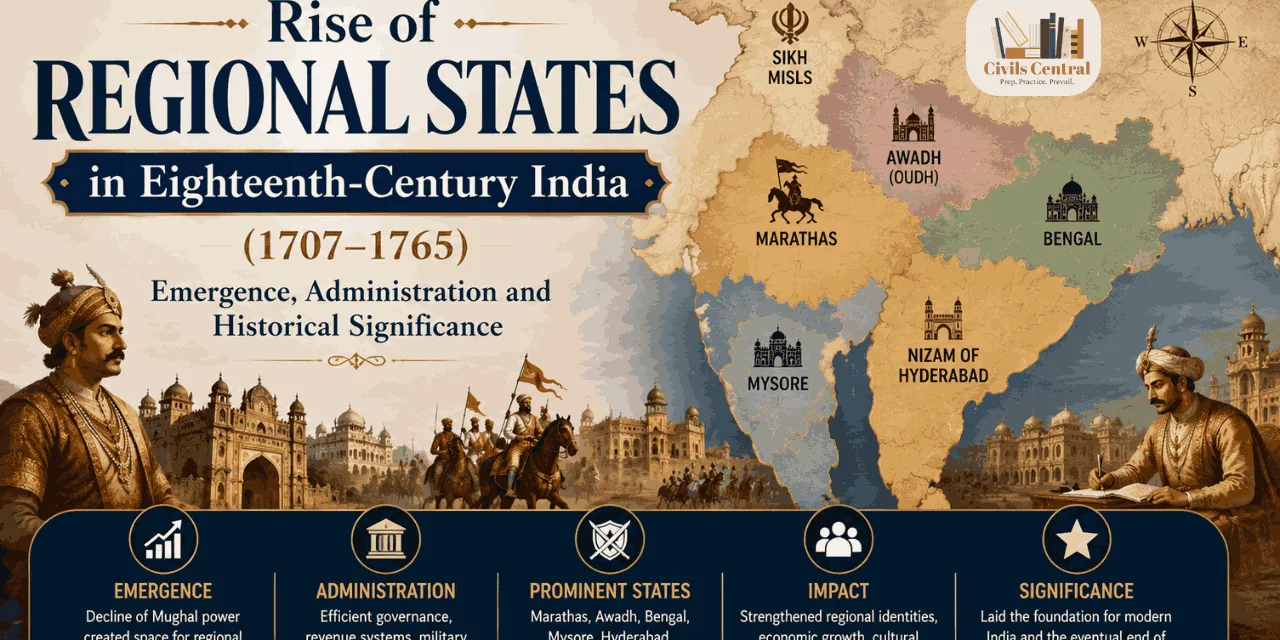 Rise of Regional States in Eighteenth-Century India (1707–1765) Emergence, Administration and Historical Significance
