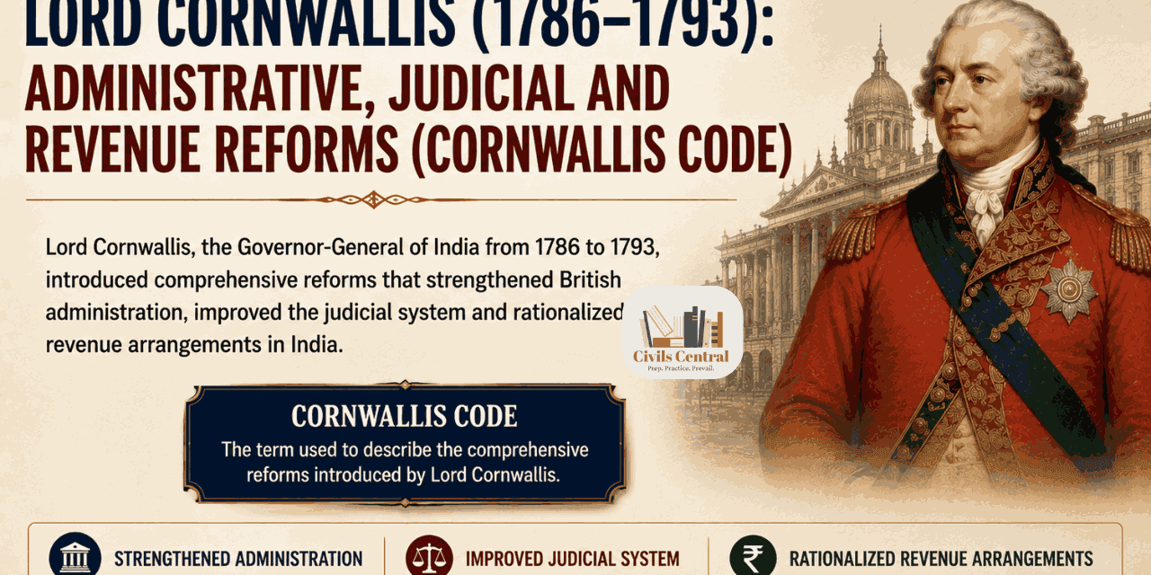 Lord Cornwallis (1786–1793): Administrative, Judicial and Revenue Reforms