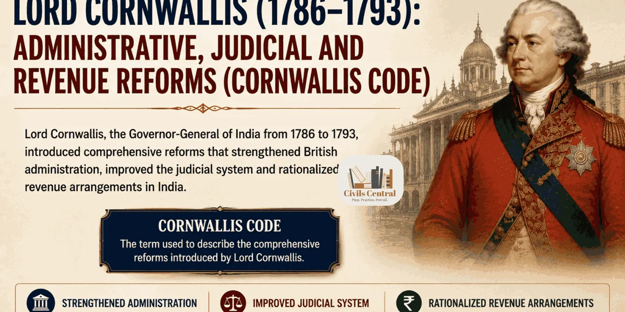 Lord Cornwallis (1786–1793): Administrative, Judicial and Revenue Reforms
