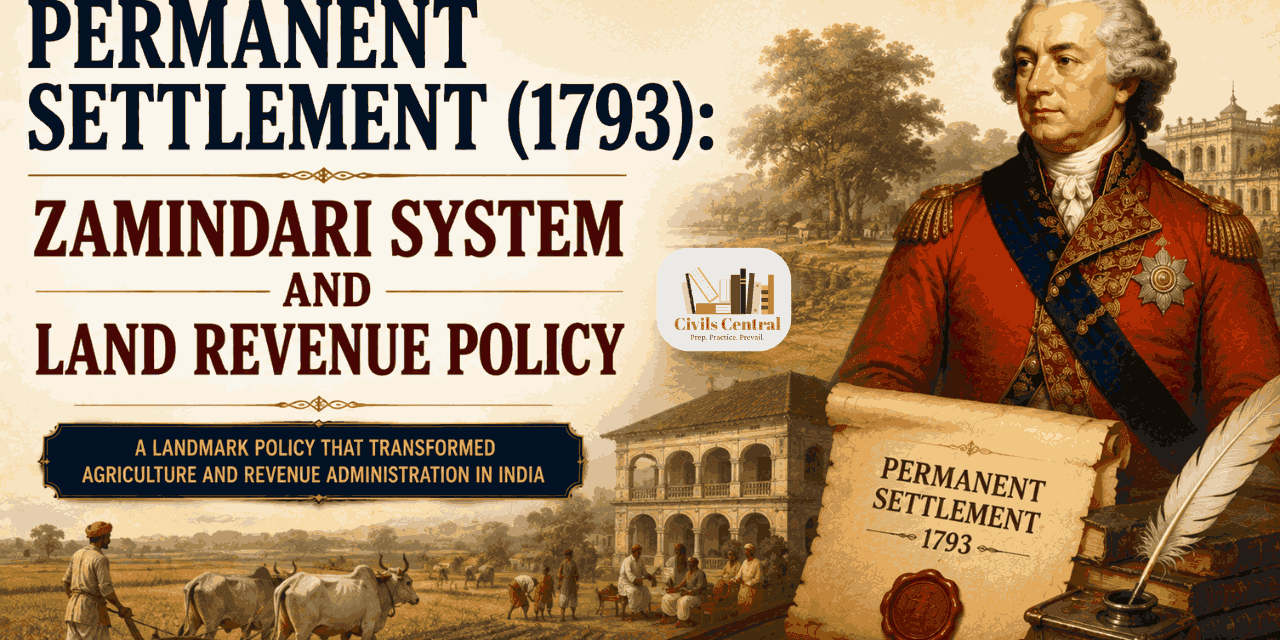 Permanent Settlement (1793): Zamindari System, Features, Objectives, Impact and Legacy