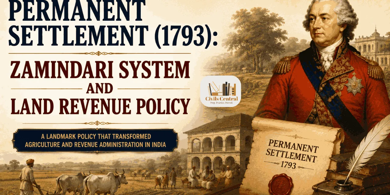 Permanent Settlement (1793): Zamindari System, Features, Objectives, Impact and Legacy