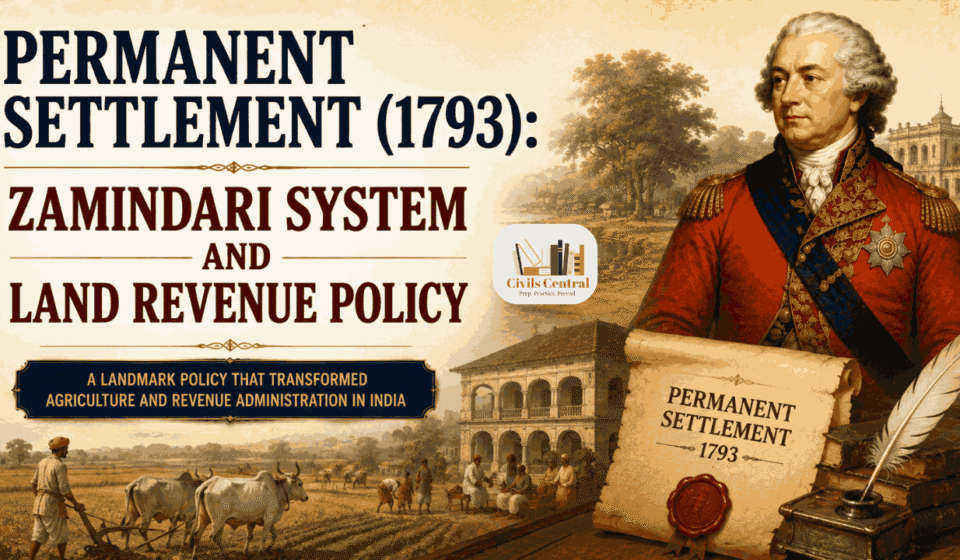 Permanent Settlement (1793): Zamindari System, Features, Objectives, Impact and Legacy