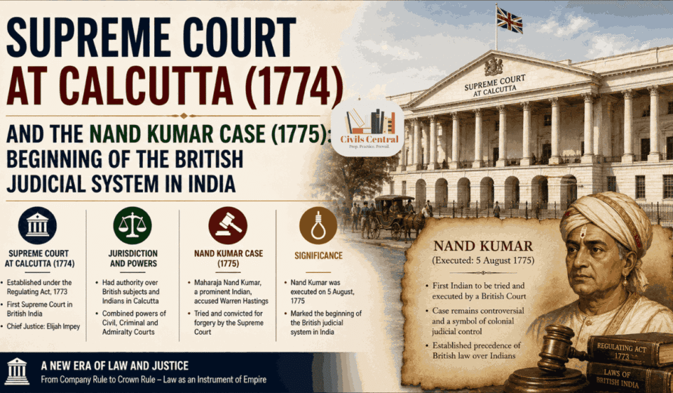 Supreme Court at Calcutta (1774) and the Nand Kumar Case (1775): Beginning of the British Judicial System in India Supreme Court at Calcutta (1774) and the Nand Kumar Case (1775): Beginning of the British Judicial System in India