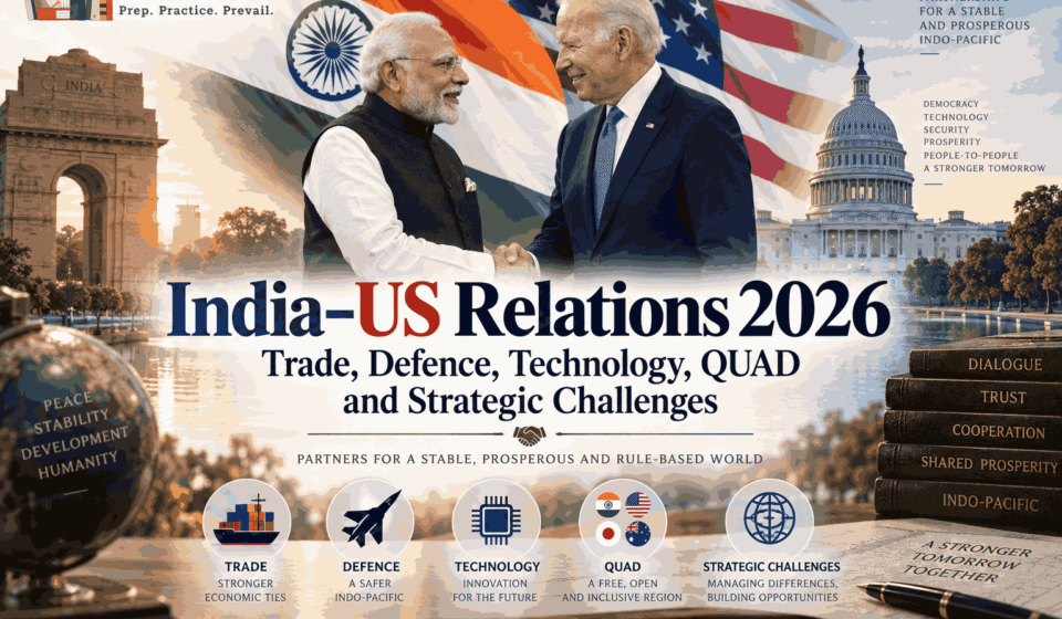 India–US Relations 2026 Trade, Defence, Technology, QUAD and Strategic Challenges
