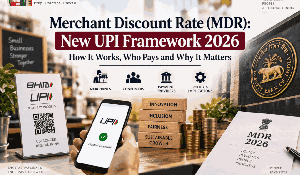 Merchant Discount Rate (MDR) 2026 UPI Charges, 0.4% MDR, P2M, P2P & UPSC Notes